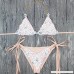 KMG Women Rhinestone Printed Halter Chain Thong Triangle Bikini Swimsuit Tie Side Swimwear Beige B079CGRWW5